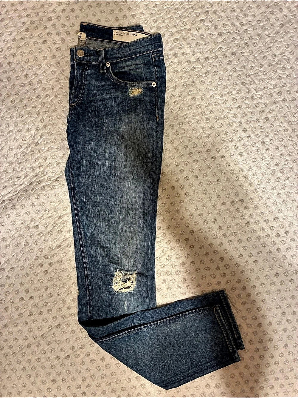 rag & bone The Skinny Distressed Jeans Women's Blue Skinny Jeans